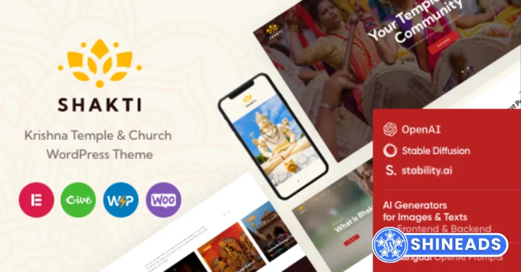 Shakti - Ashram & Religion Krishna Temple WordPress Theme