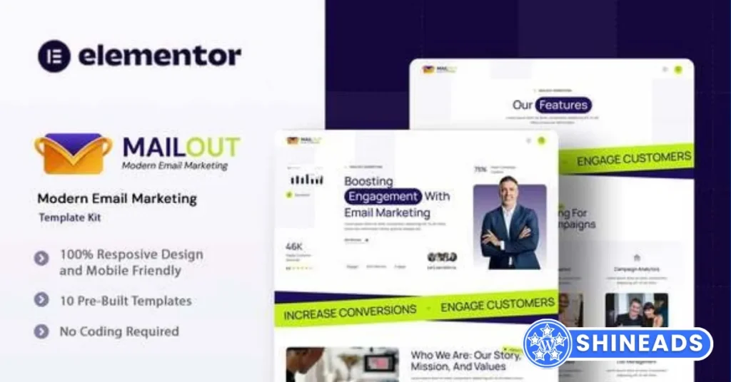Mailout - Moden Email Marketing Elementor Template Kit